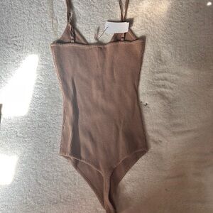Brown Ribbed Bodysuit
